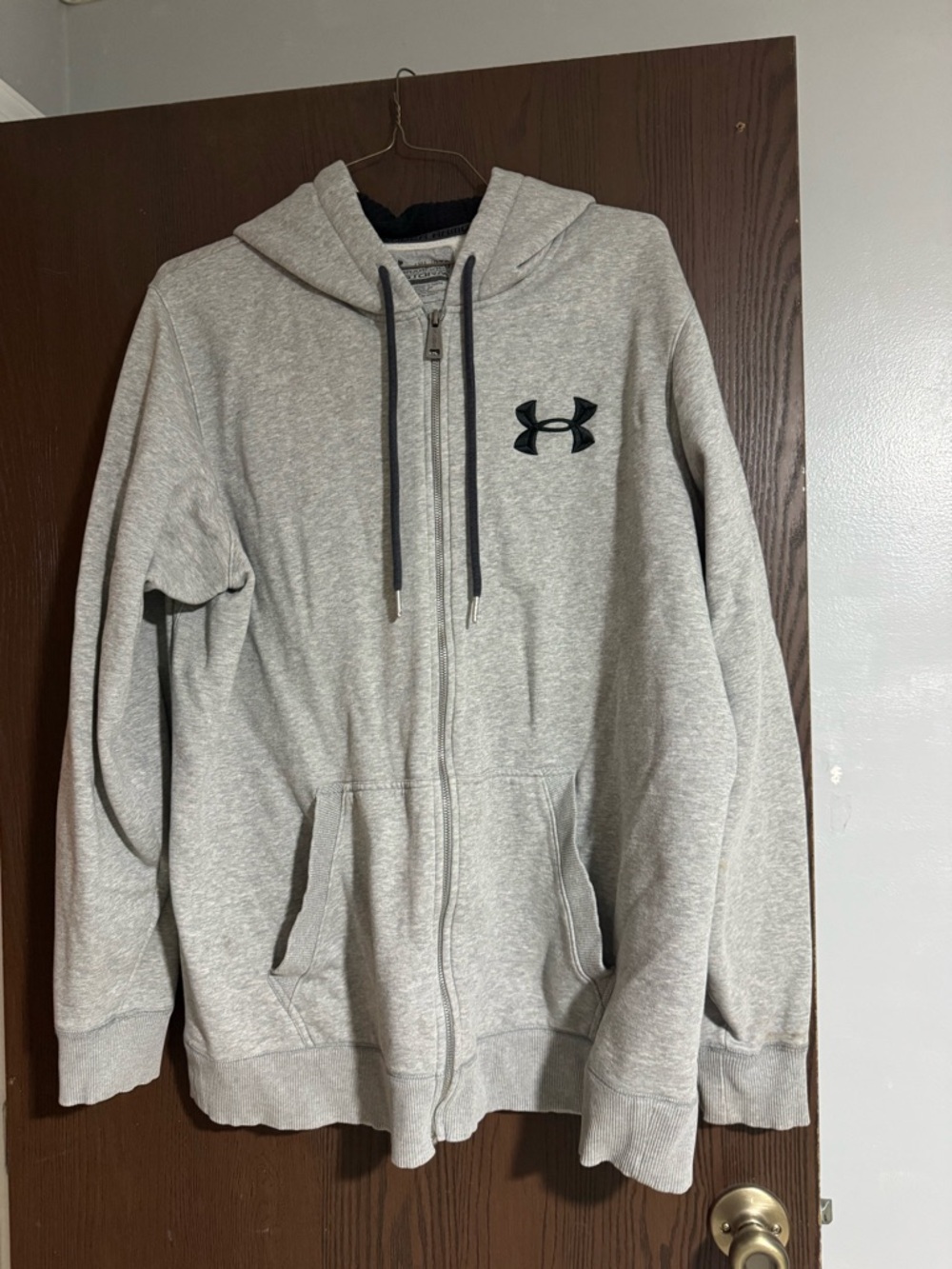 Under Armour Light Gray Full-Zip Hoodie with Black Accents